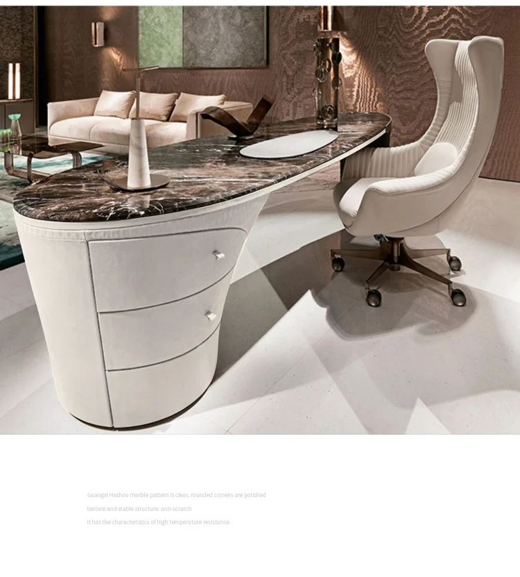 Italian light luxury Bentley marble desk Nordic study desktop computer ...