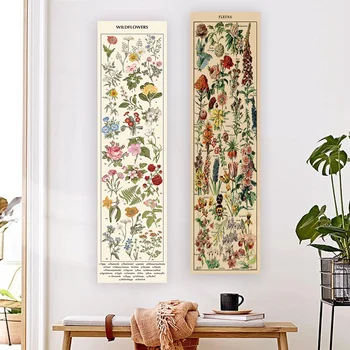 Tableau floral et végétal Tapisserie verticale, Pièces plus lentes, Mur de référence, Art botanique llustratif, Fleurs, Décoration d'intérieur 1