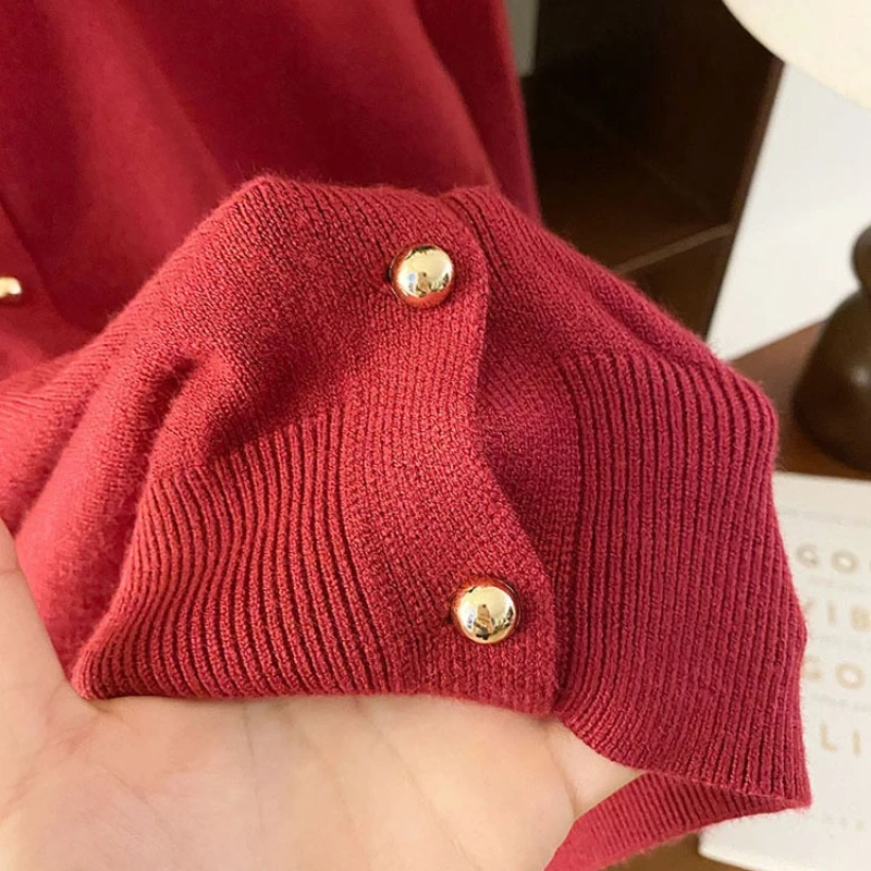 Zjaiss Women's Tops 2025 Autumn Winter New Cardigan Retro Single Breasted Female Casual Solid Long Sleeve Knitted Sweater - Image 6