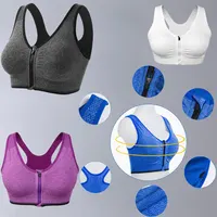 Front Zip Sports Bra,Shock-proof and Breathable ,Women's Rimless Underwear,Fitness Running Vest,Yoga Sport Bra Top,Removable Pad
