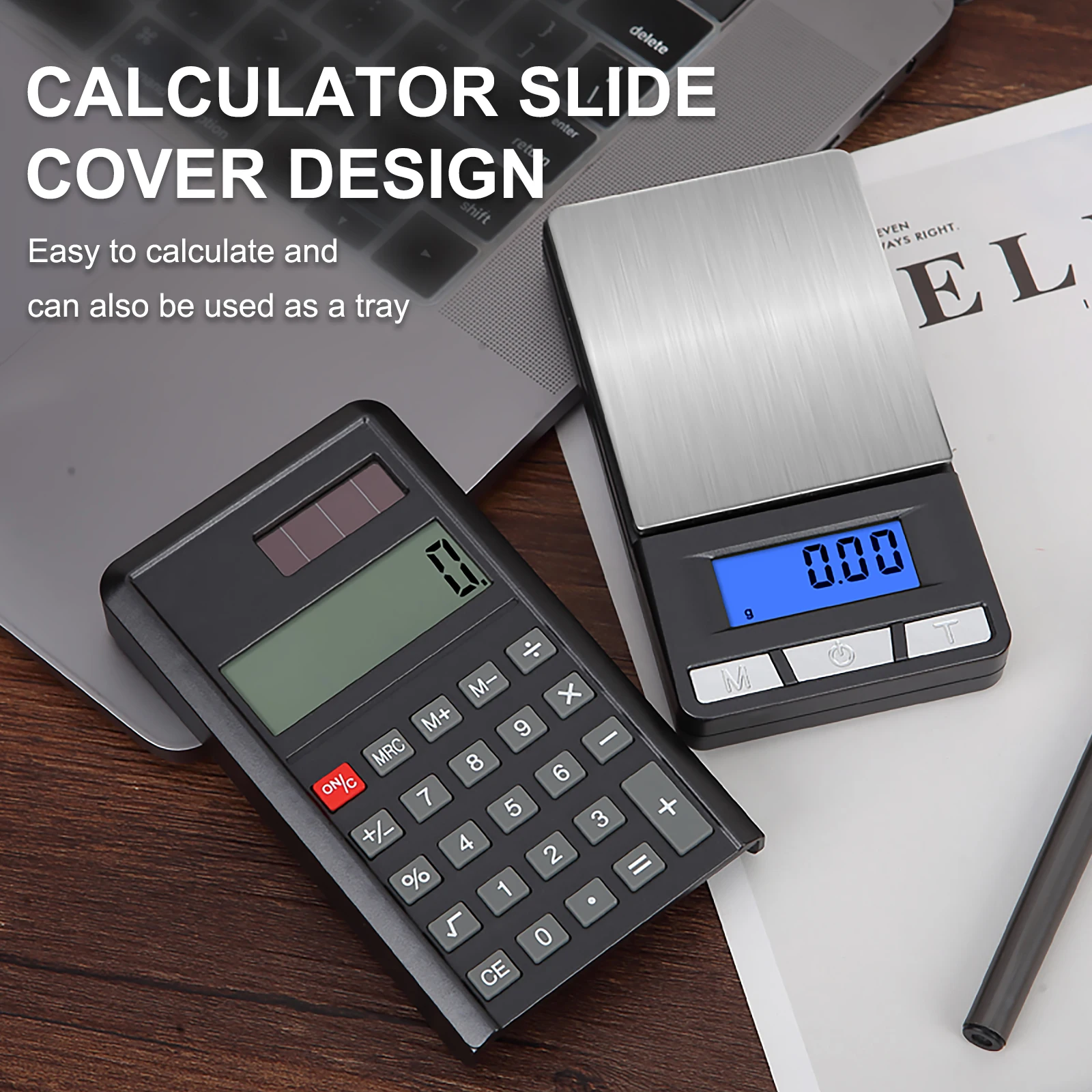 FODWET Báscula de oro de joyería a base de hierbas de precisión de 0,01 g con calculadora - Báscula digital de miligramos con cubierta deslizante, pantalla LCD