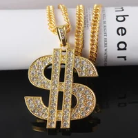 Gold Color Large Dollar Alloy Necklace Hip Hop Nightclub Exaggerated Men's Transport Amulet 2
