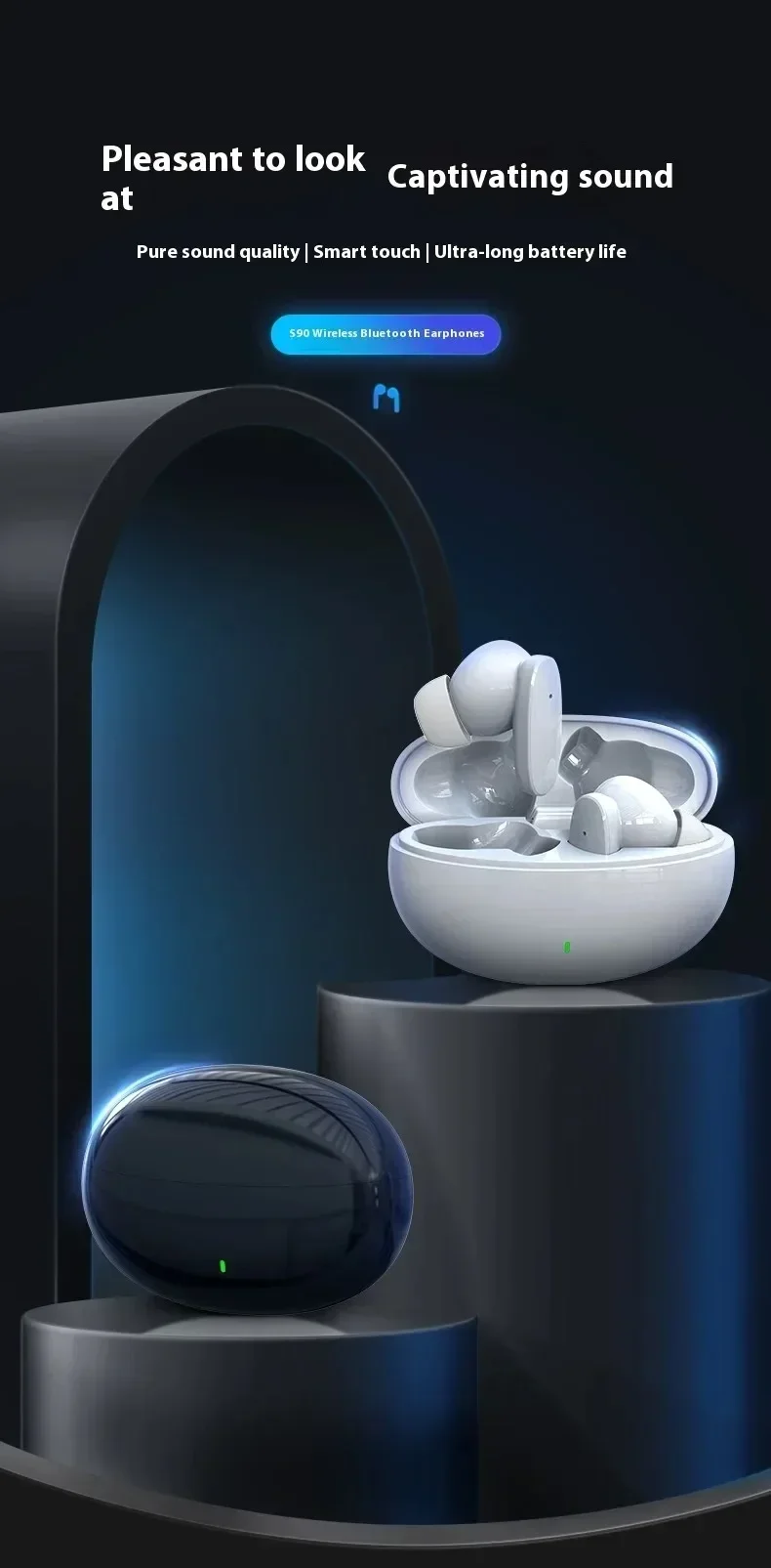 Wireless Bluetooth Earbuds With Mic And Touch Control System_voghion.com