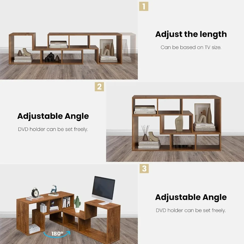 Cube Bookshelf 2 Shelf Bookcase L-Shaped TV Console Stand Modern Entertainment Center with Open Storage Shelves 3