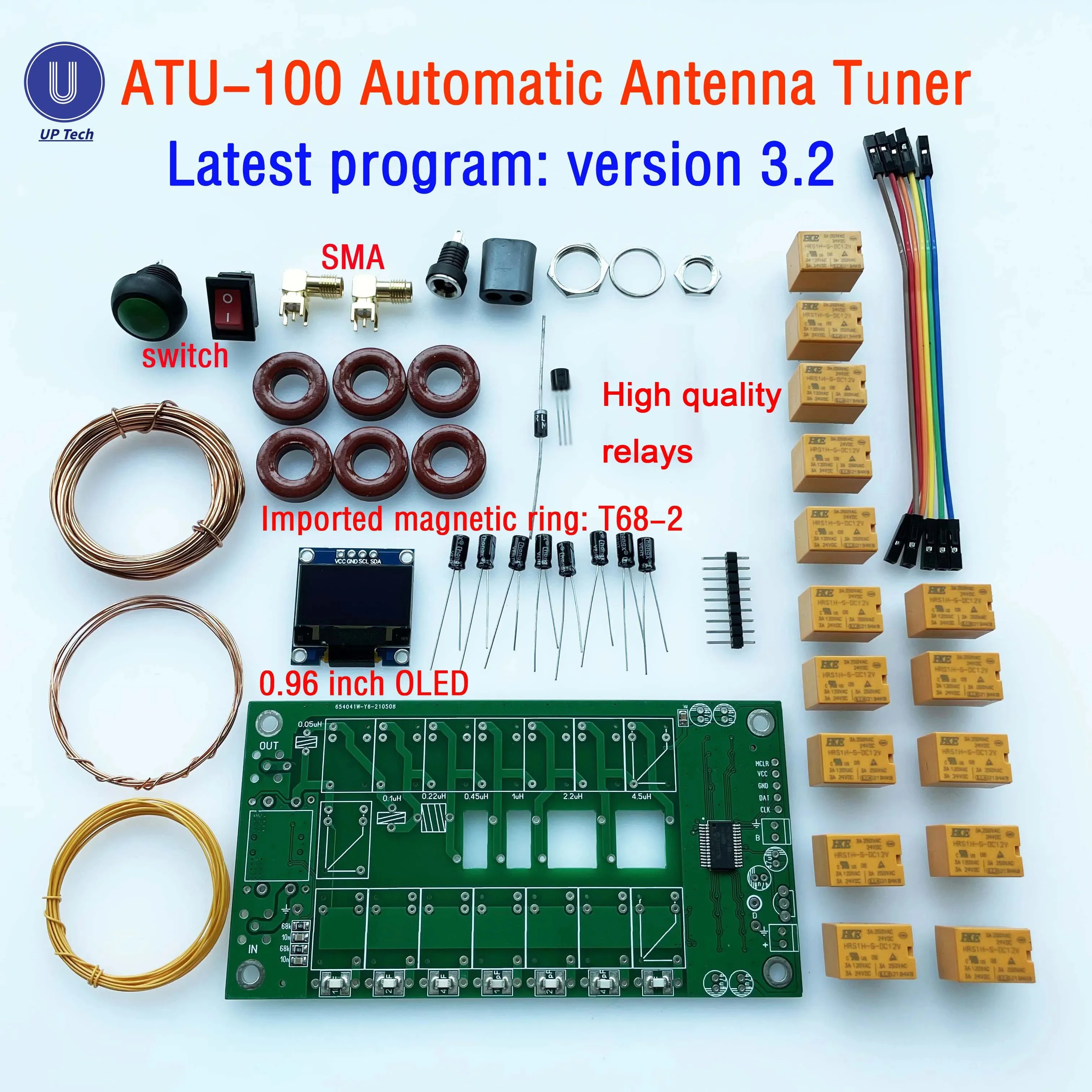 Description Picture 3 of itemATU-100 ATU100 1.8-50MHz DIY Kits Automatic Antenna Tuner by N7DDC 7x7 Firmware Programmed / SMT/ Chip Soldered/+OLED