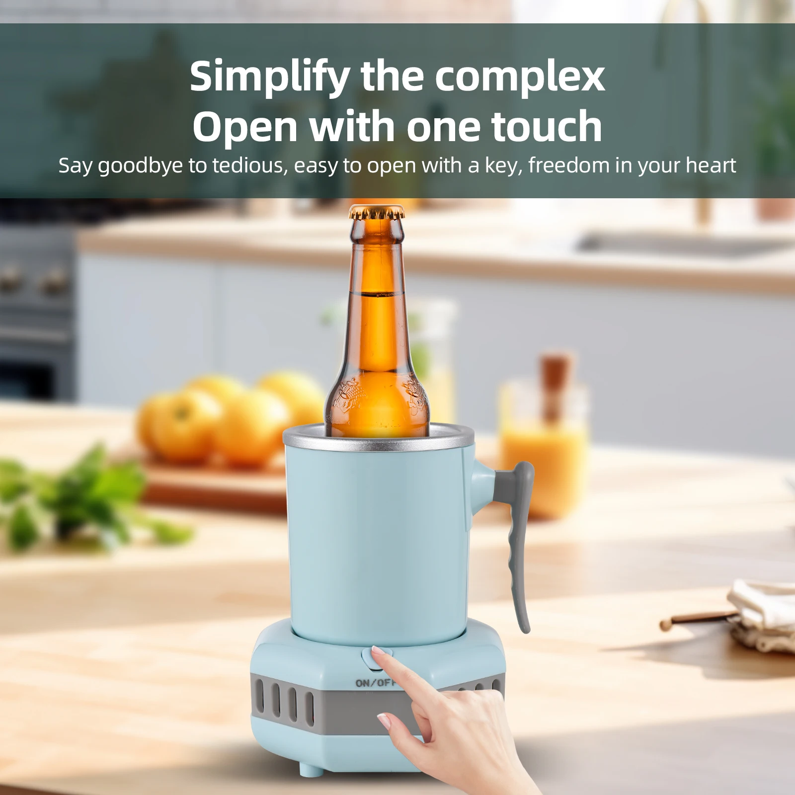Aluminum Beverage Cooler and Mug Warmer with Handle 15oz Mini Electric Bottle Can Cooler Warmer for Coffee Beer Wine Juice Milk