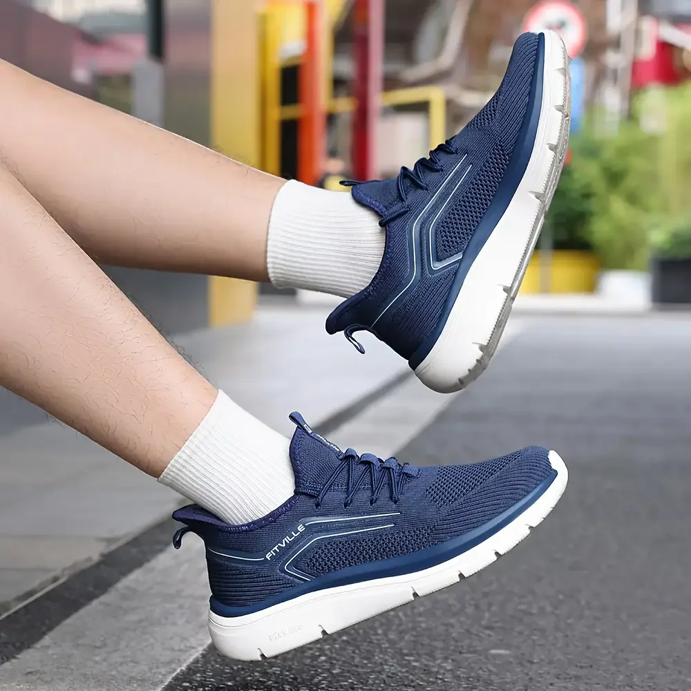 أحذية جري بنعل سميك أحذية رياضية رجالية مبطنة خفيفة الوزن وواسعة مع دعم قوس للأقدام المنتفخة أحذية رياضية خارجية