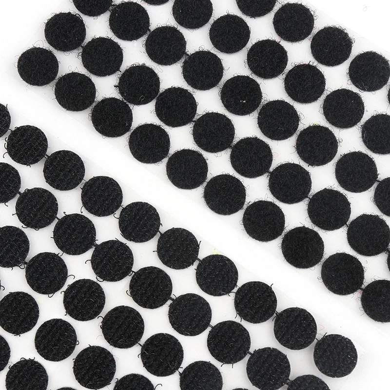 Self-Adhesive Hook & Loop Fastener Dots - White & Black, Round, Strong Grip, 100 Pairs