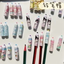 4pcs Sanrio Pencil Cap Protector Elementary Cinnamoroll Students Pen Cap Extender Girl Simple Anti-Poke Pencil Cover Pencil Grip