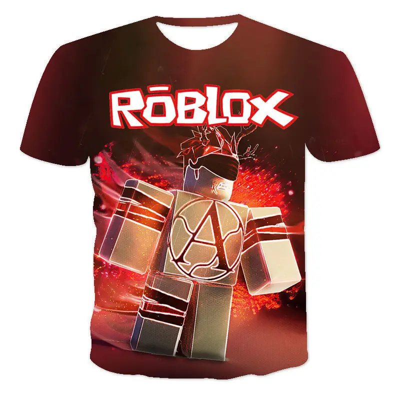 Childrens Roblox Gaming Printed T Shirt Kids Short Sleeve Casual Summer Top  Tee
