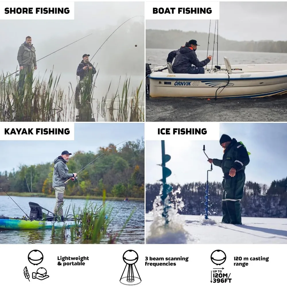 Chirp 2 Sonar Fish Finder-Portable Fish Finder and Depth for Kayaks, Boats and Ice Fishing No GPS Castable