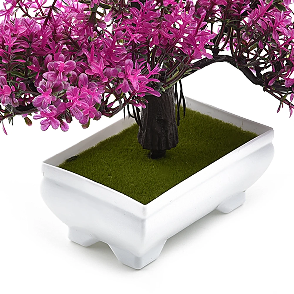 Festival Topfpflanze Simulation dekorative Bonsai Home Office Kiefer Baum Geschenk DIY Ornament Hotel Garten künstliche Bonsai rosa – Detail 6