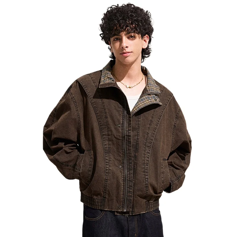 Jassen Heren Zomerjas Heren Herfst en Winter Casual Solid Coat Sport Eenvoudige Rits Jas Tas Baseball Kleding Vliegende Jas Wander Heren, kaki, XL