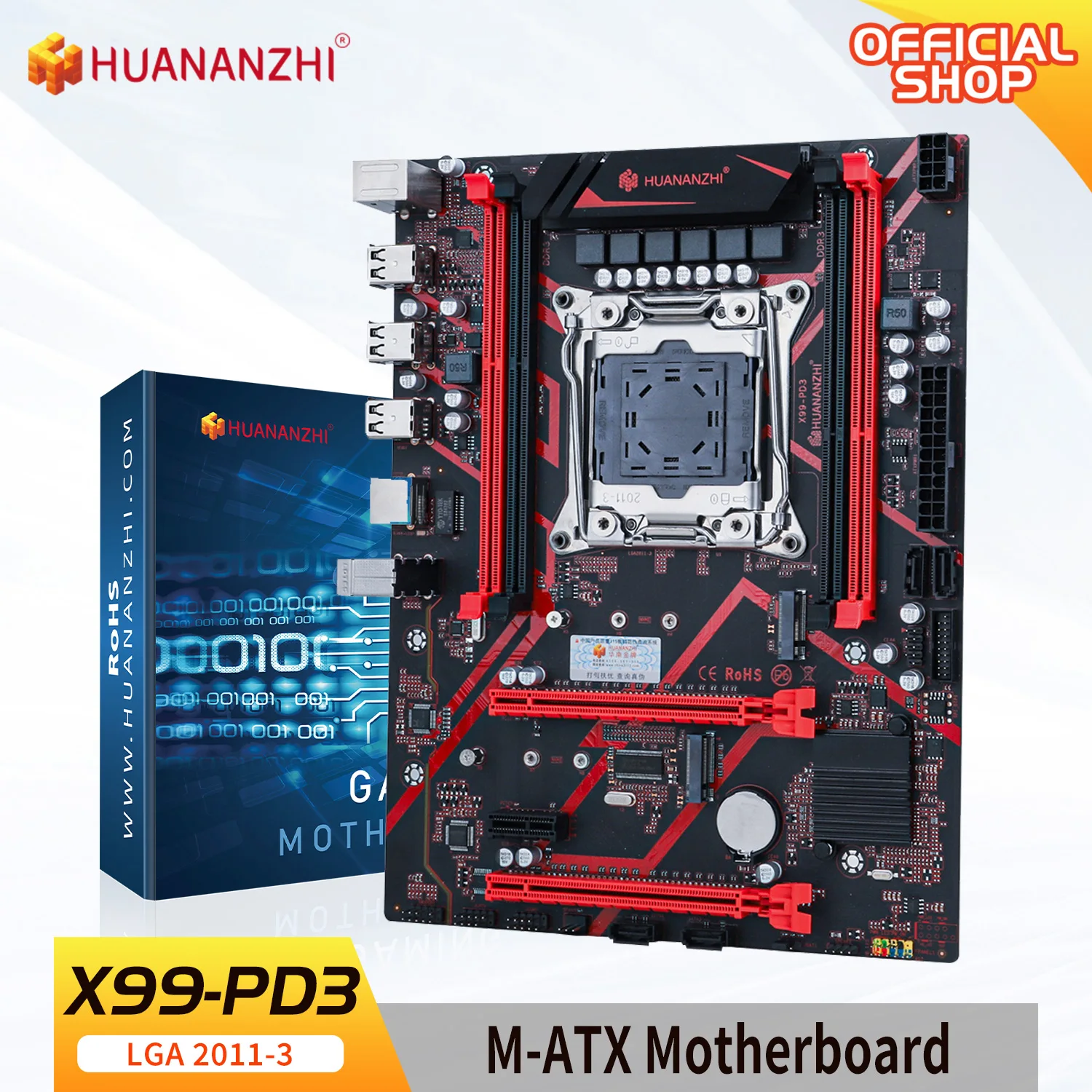 

HUANANZHI X99 PD3 LGA 2011-3 XEON X99 Motherboard support Intel E5 2696 2678 2676 2673 2666 V3 DDR3 RECC Memory NVME SATA