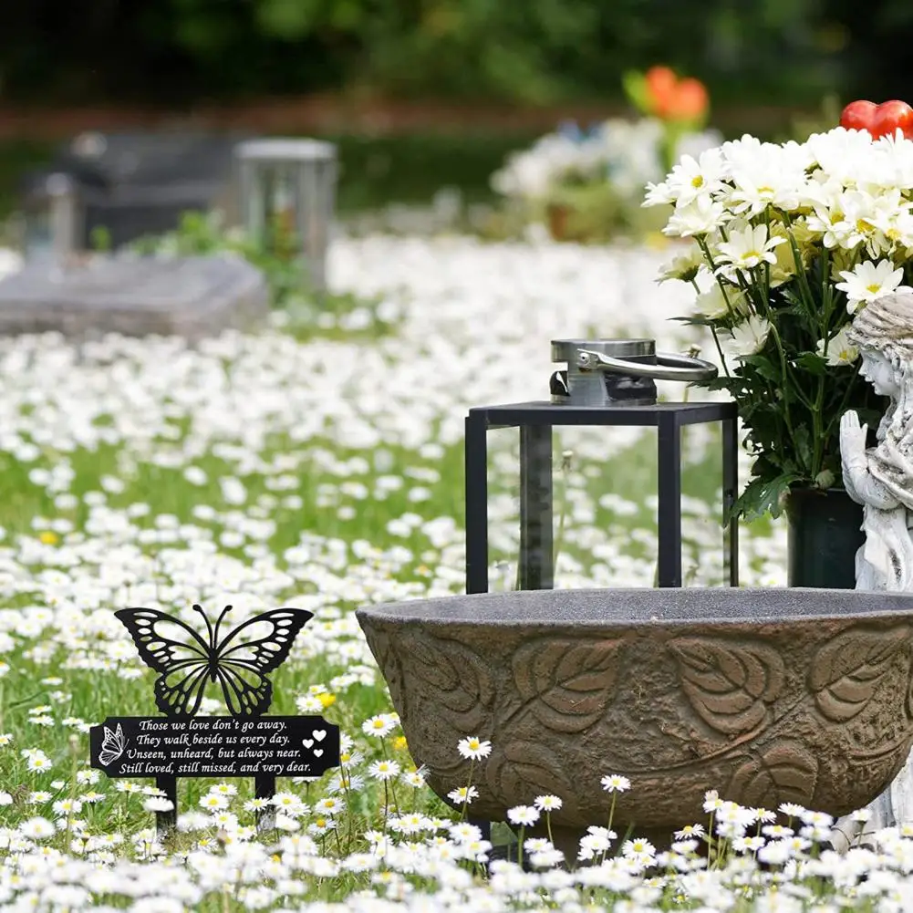 Ground Insert Wear-resistant Anti-rust Not Easily Broken Decorative Metal Butterfly Shape Cemetery Memorial Plaque Yard Supply