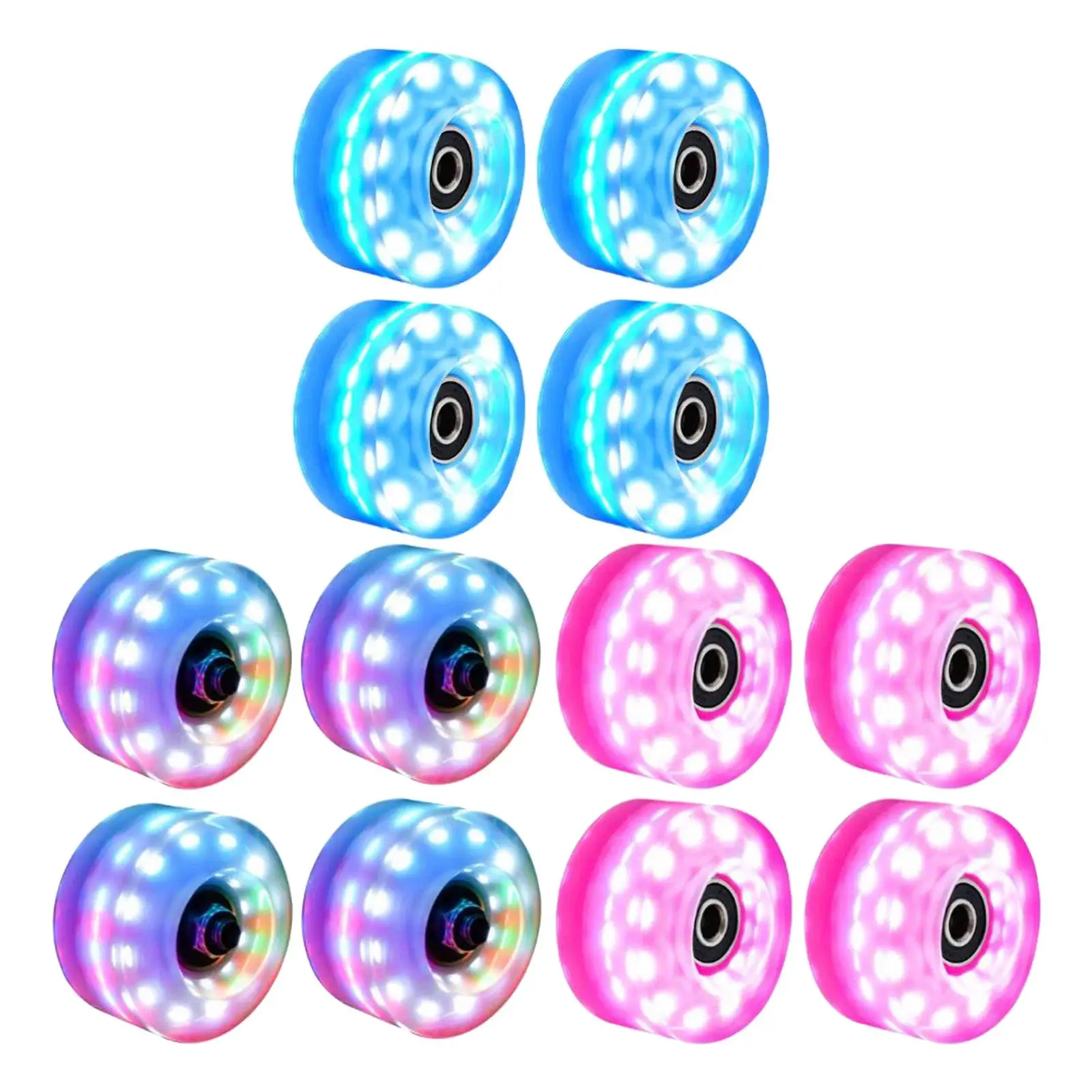 4 Roller Skate Wheels 58mm x 32mm, Luminous Quad Roller Skateboard Wheels with Bearings Installed