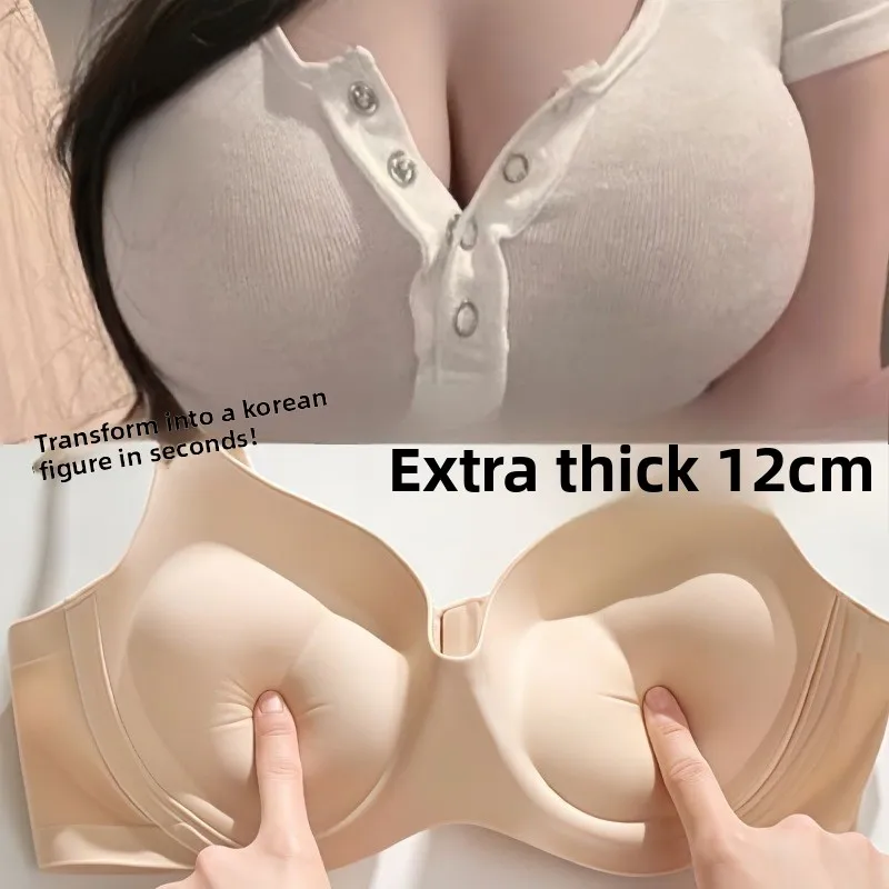 35794-be3a74.jpg Korean Manga Style 12CM Push-Up Bra Seamless Nude One-Piece Round Bra for Small Bust AB Cup Women Lingerie Comfy Soft Invisible - Image 1