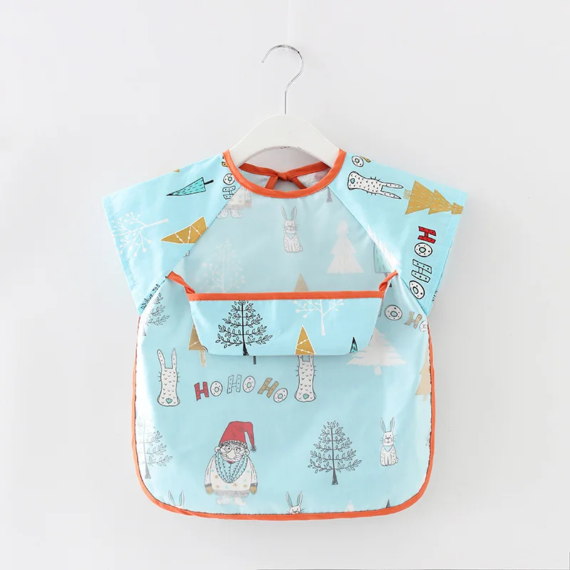 

2023 Baby Boys Bibs Toddler Long Sleeve Scarf Waterproof Ins Art Smock Feeding Bib New Cartoon Pocket Infant Boys Girls Clothing