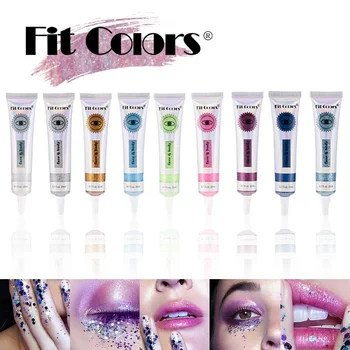 Heallor 9 Color Glitter Sequin Gel Lip Eye Face Multifunctional Liquid Eye Shadow Long Lasting Waterproof Cream Eyeshadow Enhanc