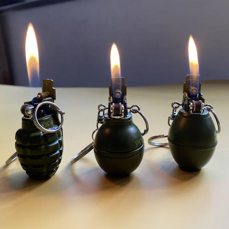 Personalized grenade model lighter metal butane gas grinding wheel open flame lighter cigarette accessories texture small gift 2
