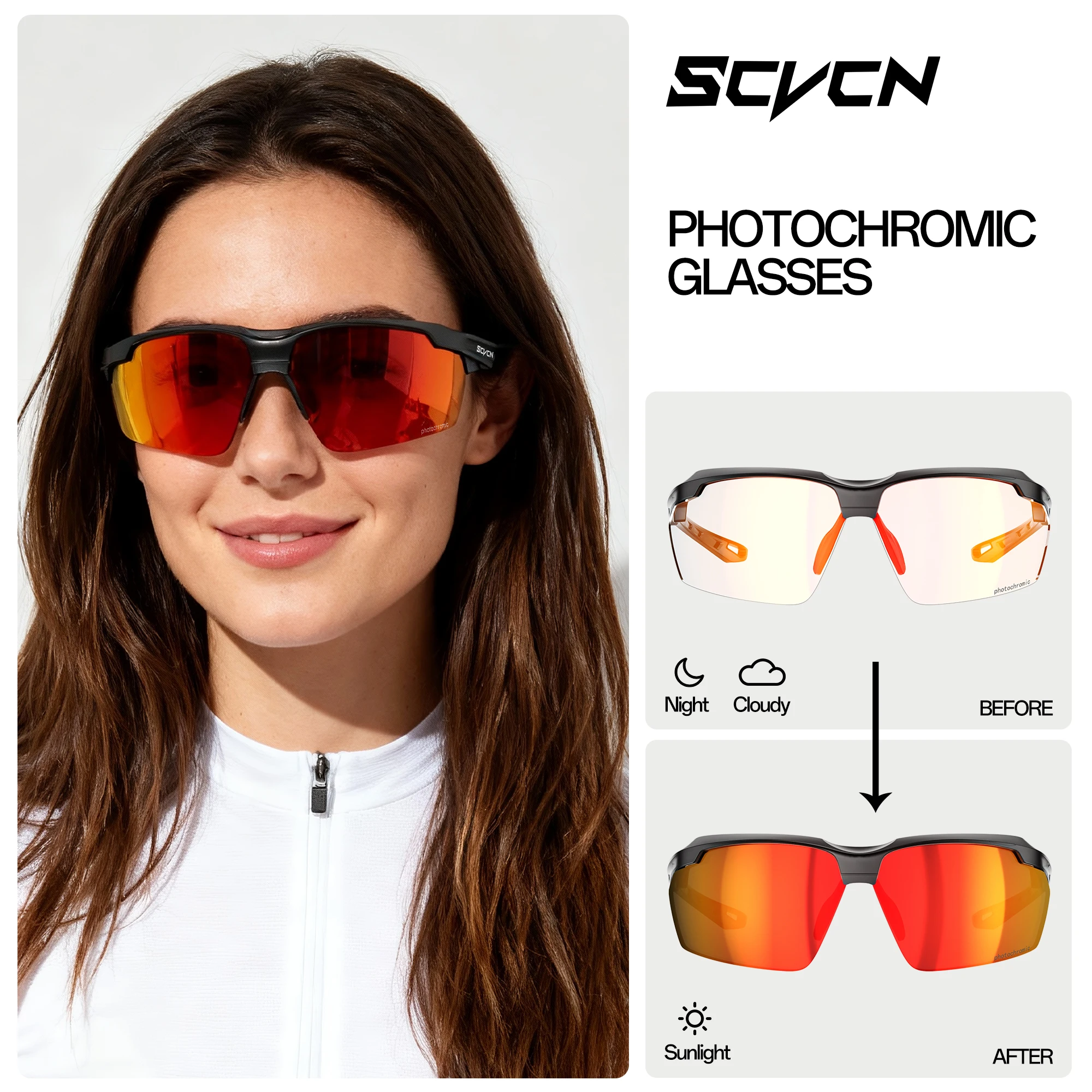 Photochromic Sports Sunglasses - Unisex UV400 Cycling & Running Eyewear