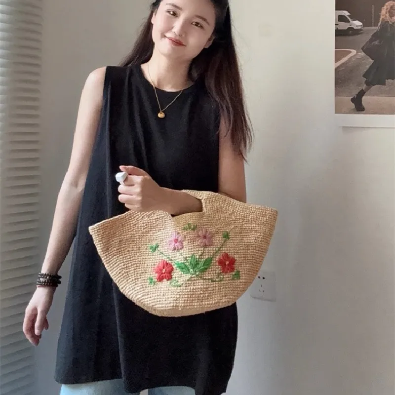 Hand-woven Women's Shoulder Handbag Bohemian 2025 Summer Fashion Straw Beach Tote Bag Travel Shopper Weaving Shopping Bags
