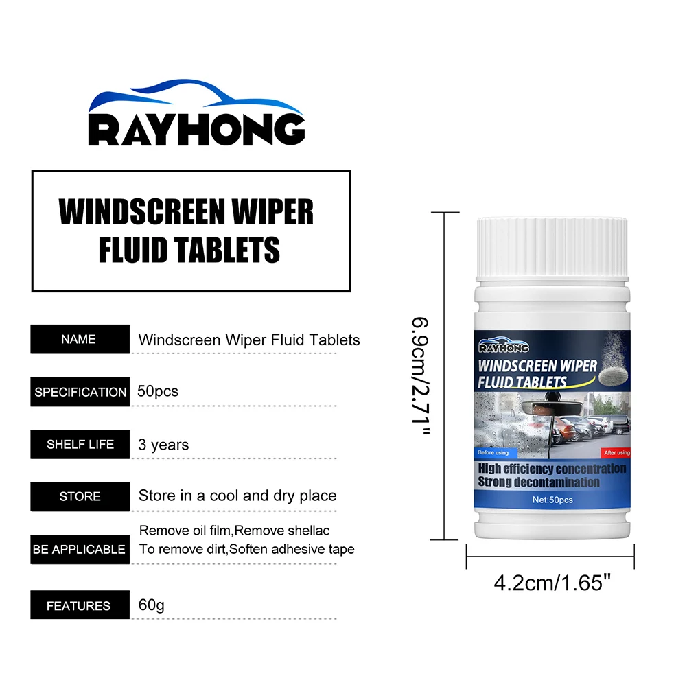 150-500 Pieces Car Windshield Glass Concentrated Washer Tablets Windshield Wiper Fluid Solid Effervescent Tablets