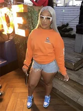  y2k Fall Outfits Sweatshirts Women Clothing 2022 Print Long Sleeve Tops Baggy Loose Orange pullovers Sweatshirts Top Tees 