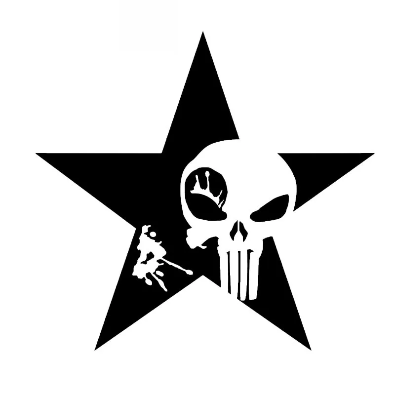 

Skull Five-pointed Star Graphic Sticker High Quality Car Decoration Personality Pvc Waterproof Decal Black/white, 15cm*16cm