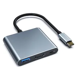 3-in-1 USB-C Hub with 60W Power Delivery & 4K HDMI Output (Grey)