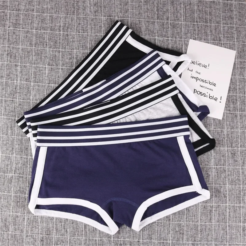 

2pcs Women Color Shorts Tomboy Mid-waisted Neutral Underwear Cotton Boxer Briefs Solid Knickers Tran Les Lesbian Boyshort