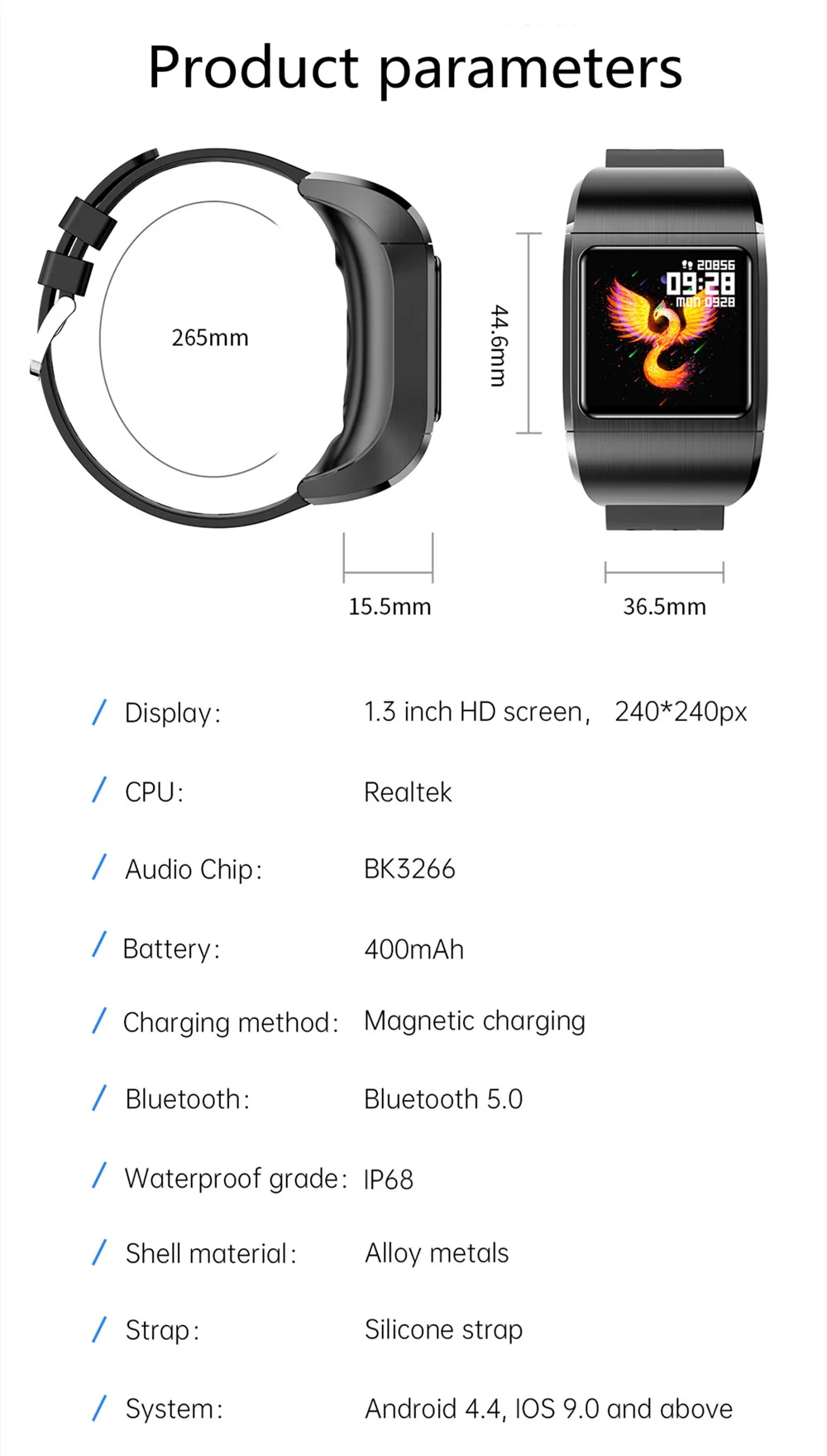 G36 New Smart Watch TWS Bluetooth Headset 2 In 1 Full Touch Screen 1.3 Inch Waterproof Sports Fitness Men Wristband Heart Rate