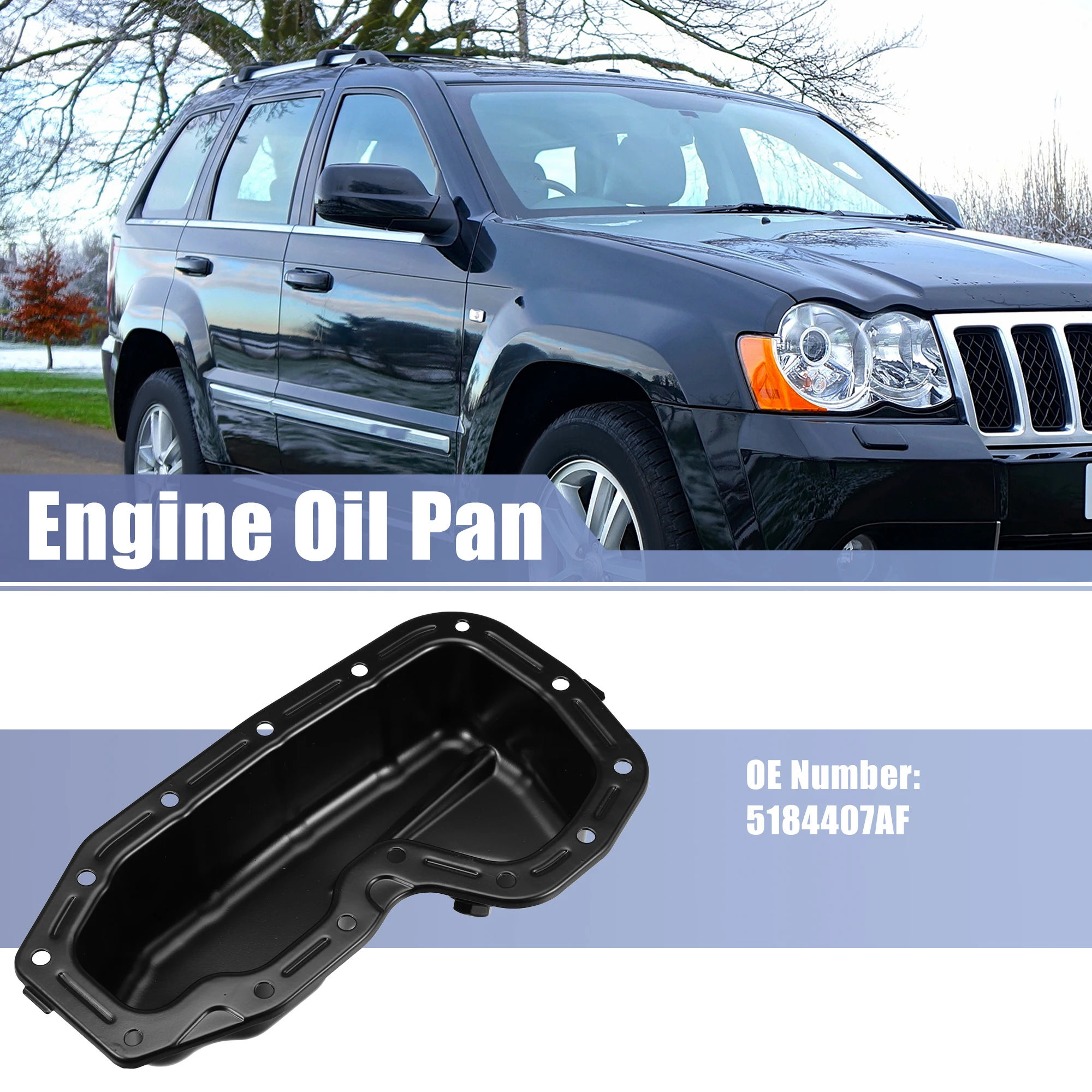 X Autohaux Engine Oil Pan No.5184407AF for Dodge Durango 2011- Jeep Grand Cherokee 2011- Ram 1500 Classic