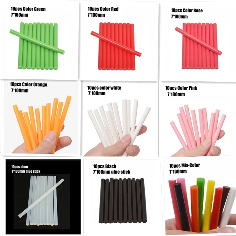 10Pcs 7x100mm Hot Melt Glue Sticks for 7mm Electric Glue Gun Craft Home DIY Hand Tool Car Dent Repair Adhesive Sealing Wax Stick