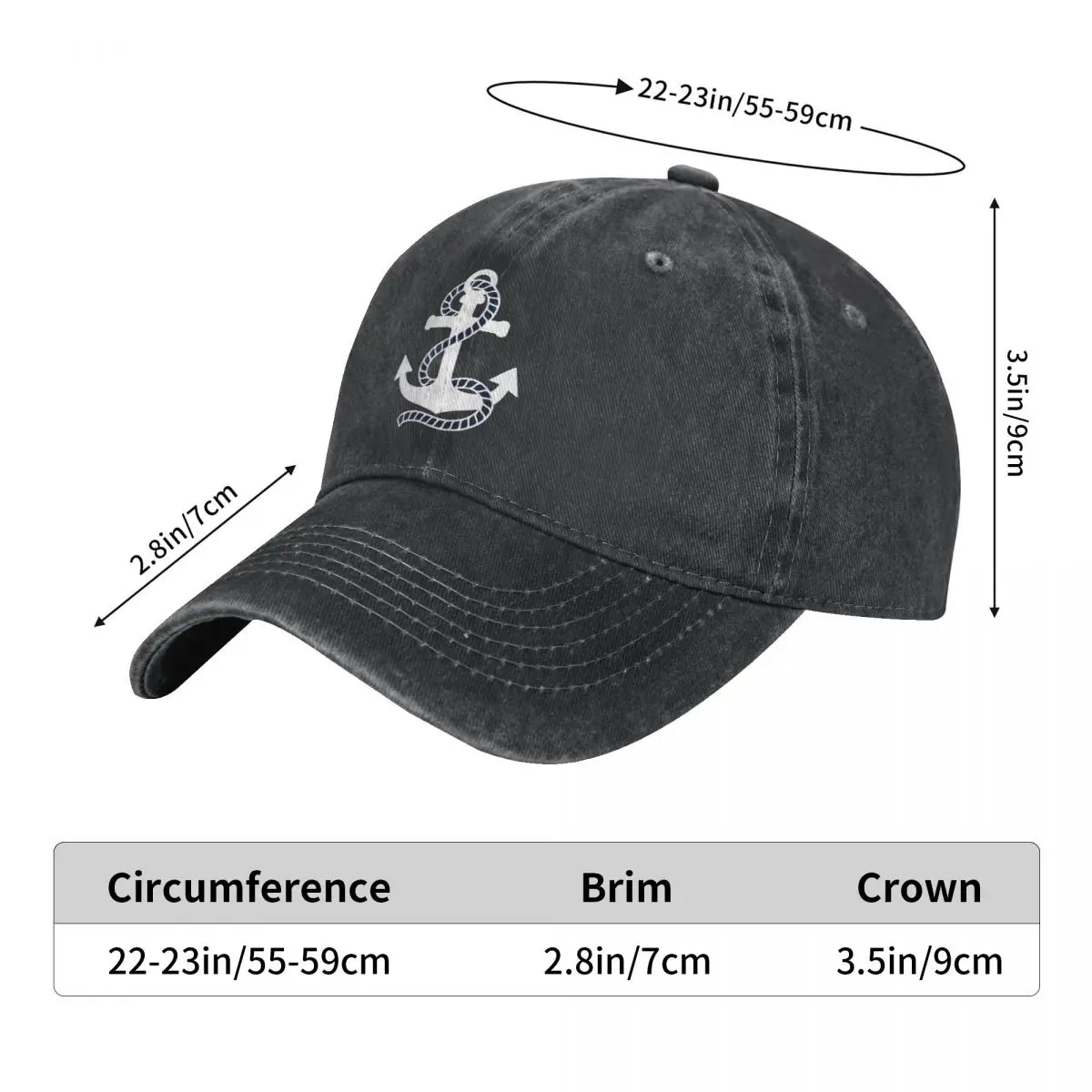 Nautical Captain Anchor Men Women Baseball Caps Rope Distressed Washed Hats Classic Outdoor Activities Adjustable Snapback Cap