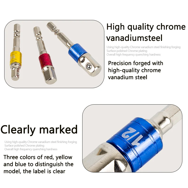 Hexagonal Handle Rotating Square Head Sleeve Connecting Rod Small1/4 3/81/2 Air Batch Electric Sleeve Connecting Conversion Rod