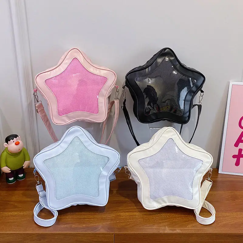 Creative Five Pointed Star Single Shoulder Bag For Girl Fashion Casual Crossbody Bag High Aesthetic Transparent Commuting Bags