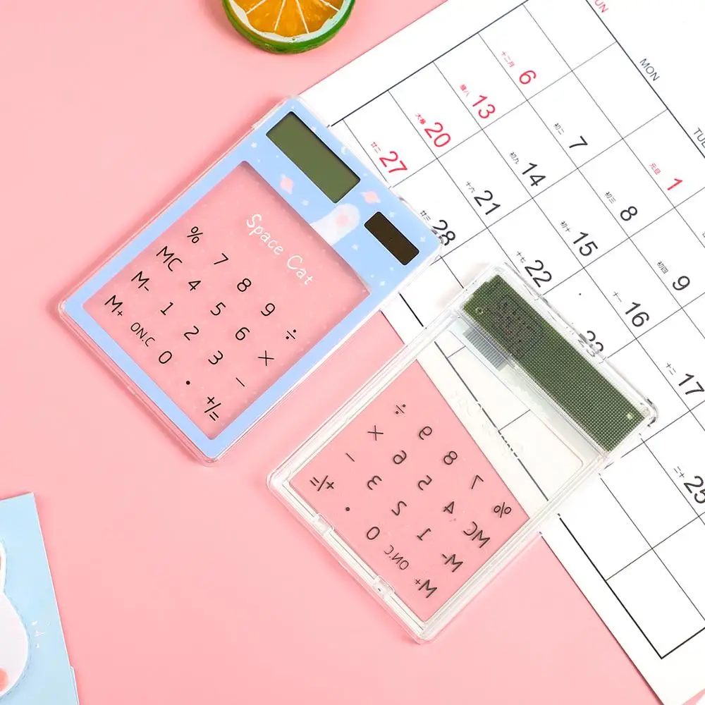 JIANWU Transparent Cute Cartoon 8-digit Calculator Solar Energy Mini Portable Calculator School Supplies Kawaii Stationery