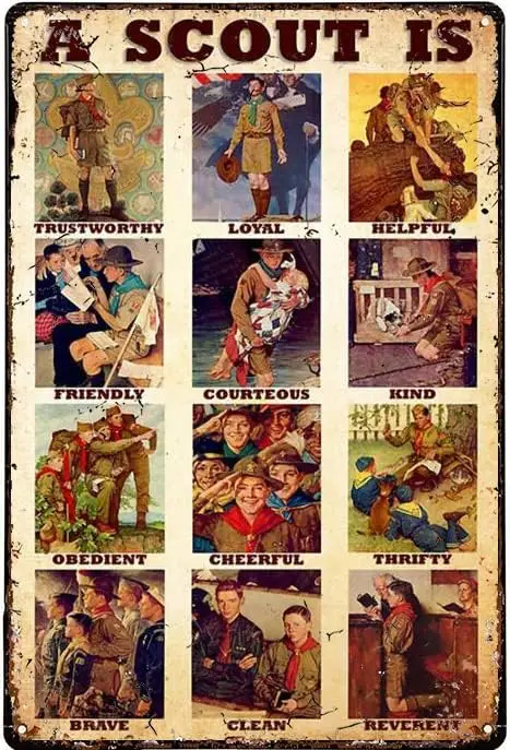 

Винтажный металлический жестяной знак A Scout Law, ретро металлический жестяной знак, винтажный знак, внешний декор, 12x8 дюймов
