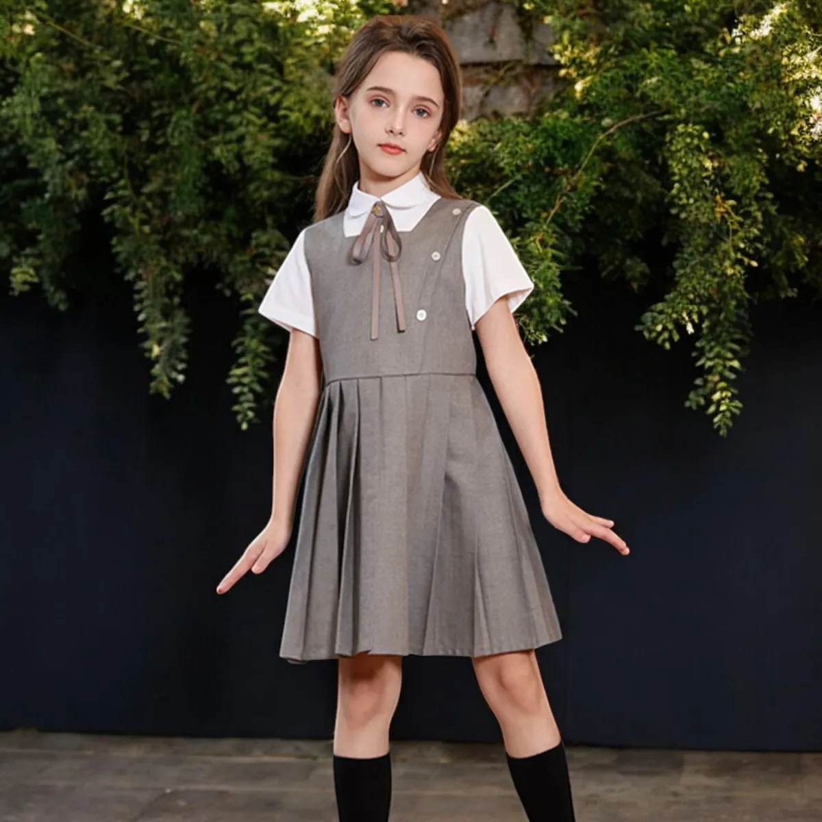 Summer School Uniform Girls Vest Dress Baby Girl Preppy Outfits
