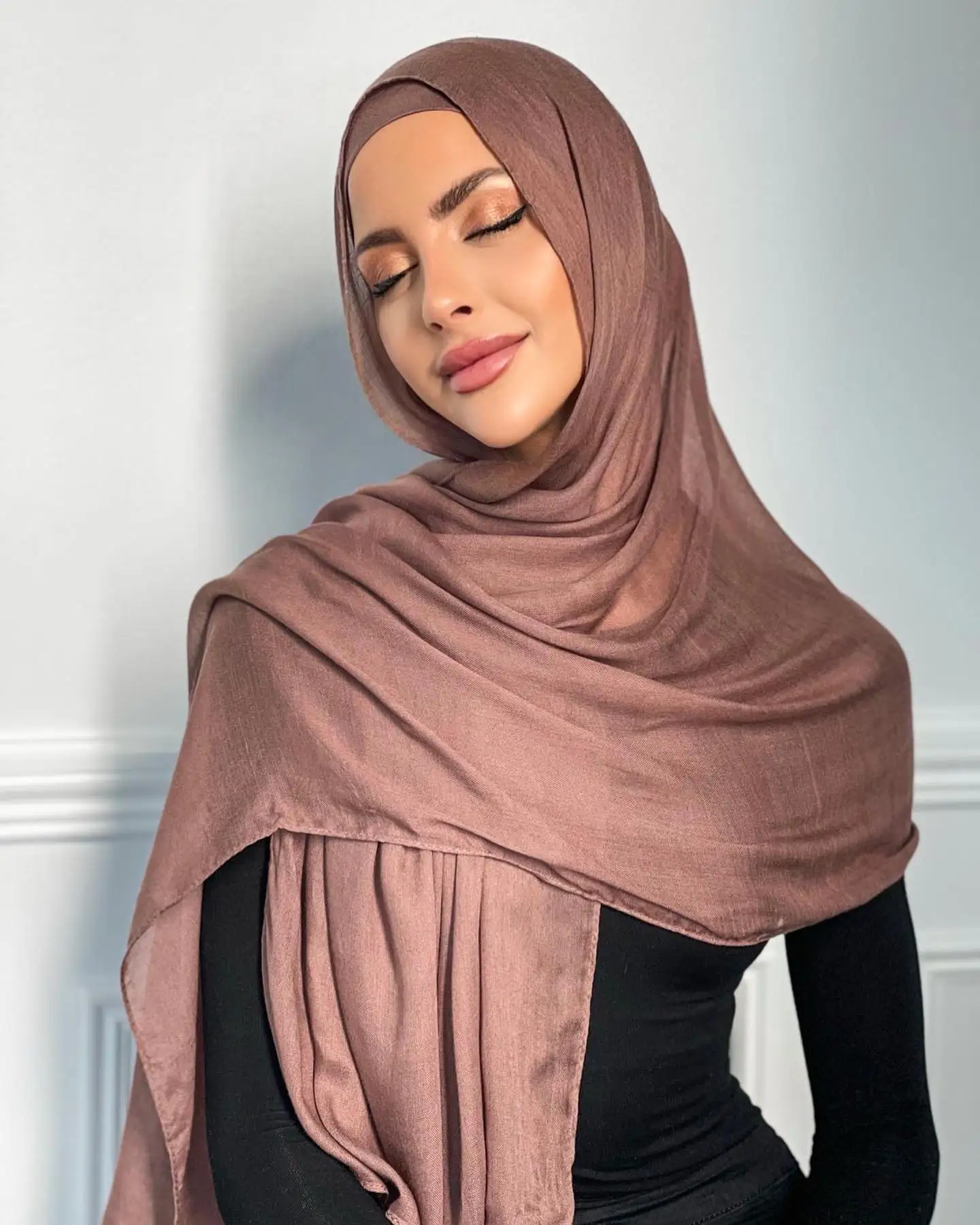 

Fashion Soft Linen woven Cotton Scarf Shawls Muslim Large Hijab Plain Wraps High Quality Headband Long Scarves 190*100cm