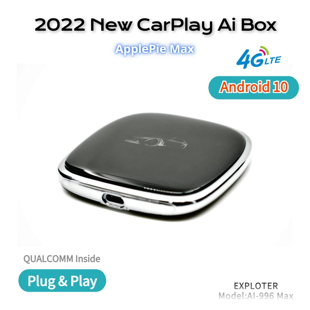 Applepie Max Car AI Box Android 10 беспроводной CarPlay Android-Авто 4G LTE SIM-карта зеркальный корпус Qualcomm