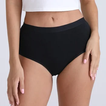 1 Pack Women's Cotton Panties High Waist Briefs Breathable Soft Full Coverage Plus Size Underwear Daily Wear Lingerie M-XXXL 1