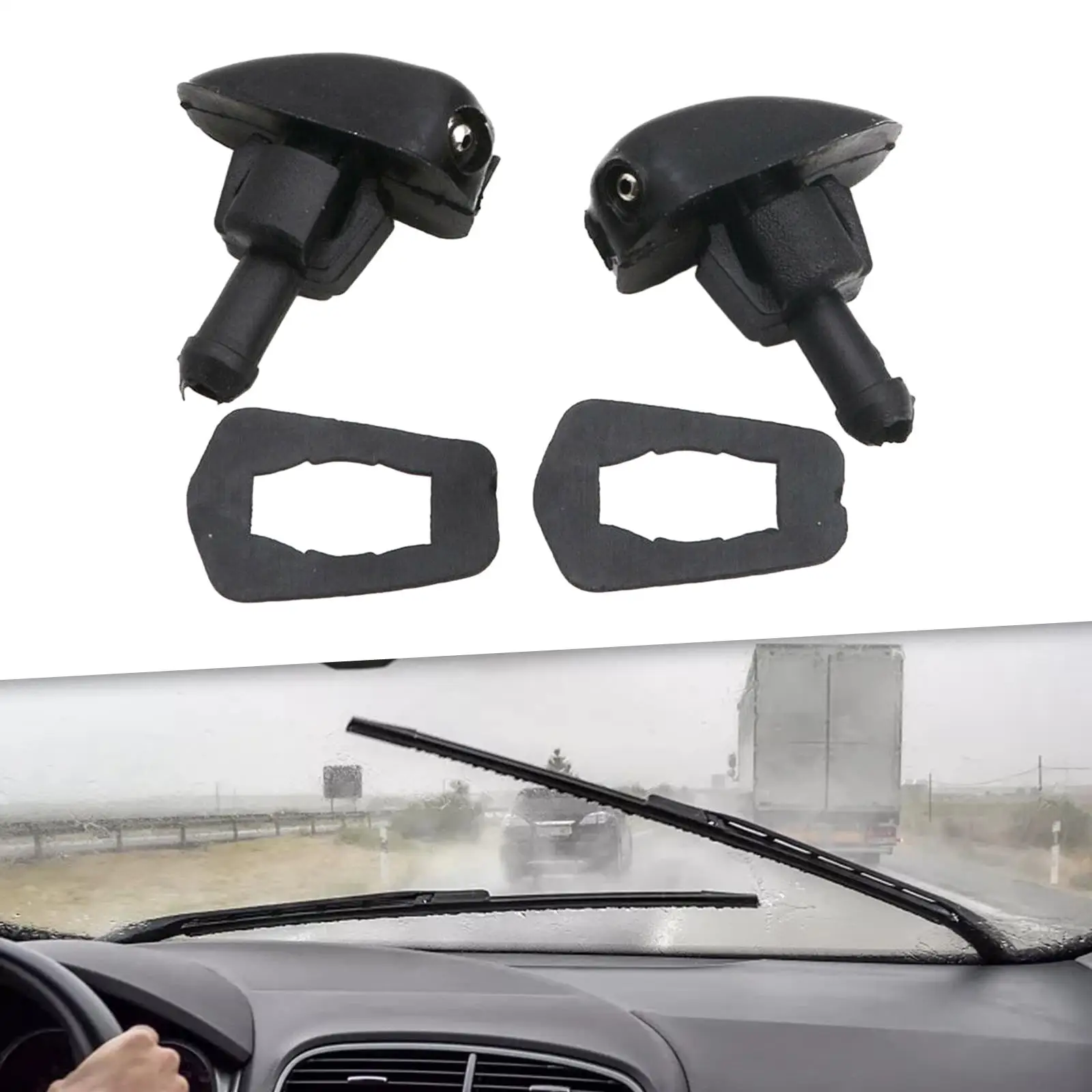 2-Pack Universal Windshield Washer Spray Nozzles - Black Nylon, Fits Many Chrysler/Dodge/Jeep 9 thumbnail image