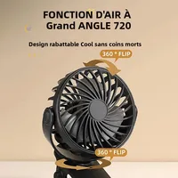 Ventilateur électrique rechargeable portable 720 °   Ventilateur à pince suspendu rotatif avec veilleuse, petit ventilateur d'extérieur pour bureau, chambre à coucher, dortoir 2