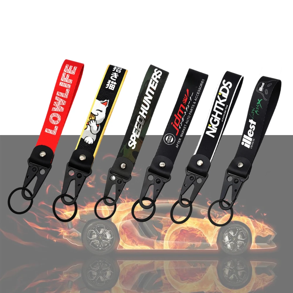 

JDM Racing Culture Tag Wrist Durable Key Chains Keychain Pendant Car Motorcycle Clip Key Rings Keyring Holder Auto Car Gadgets