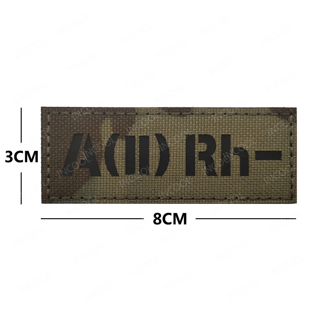A B AB O Blood Type Group Positive POS Negative NEG Rh+ Rh- Infrared Reflective Patches Military Chevron Strip Embroidery Badges
