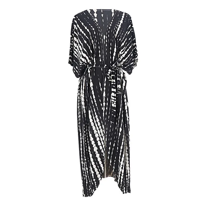 Beach Cover Ups For Swimwear Women Black Tie Dye Kimono Swimsuit Cape Summer Dress Beachwear Outfit Oversized Loose swimsuit cover up