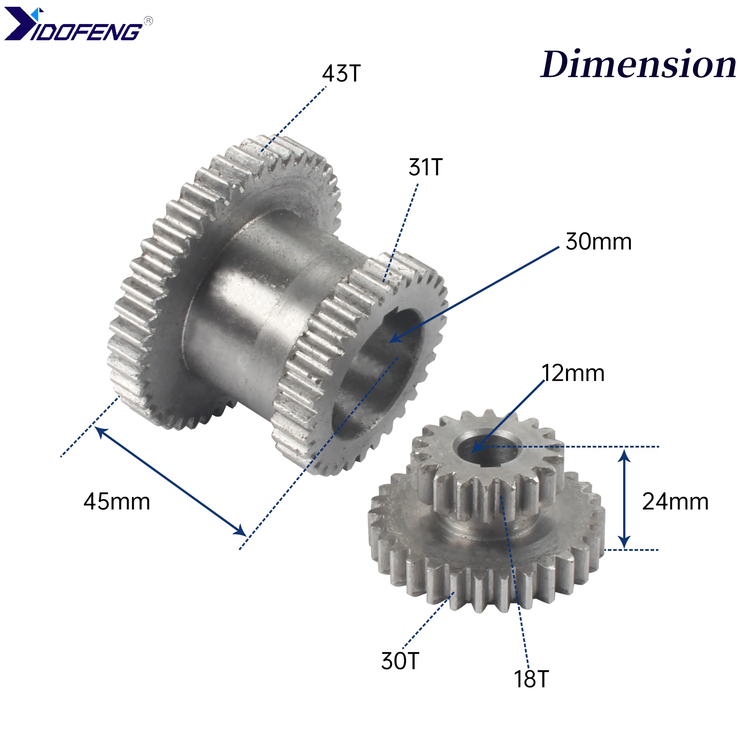 High&low T43xT31 T30xT18 Metal Steel CJ 0618 Mini Lathe Main shaft Transmission Speed Gear For CJ0618 Teeth 2pcs