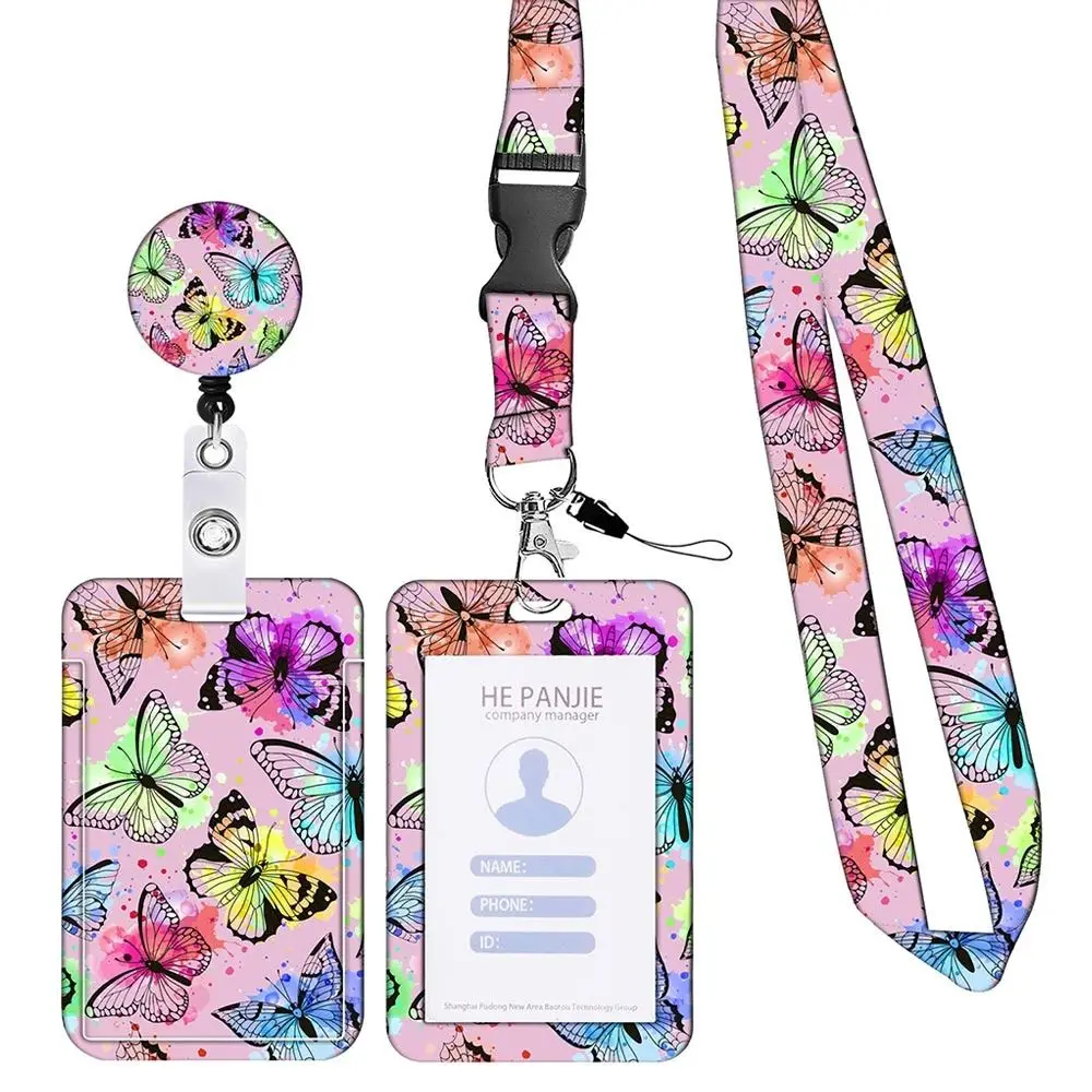 Cute Id Badge Holder Set With Retractable Badge Reel, Lanyard